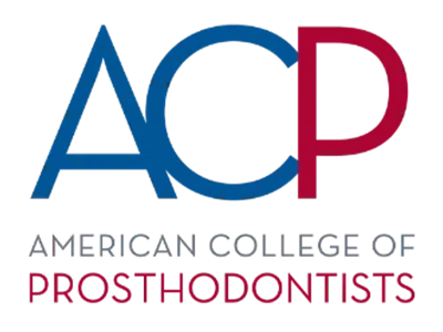 ACP logo with the text "American College of Prosthodontists" in blue and red on a light background.